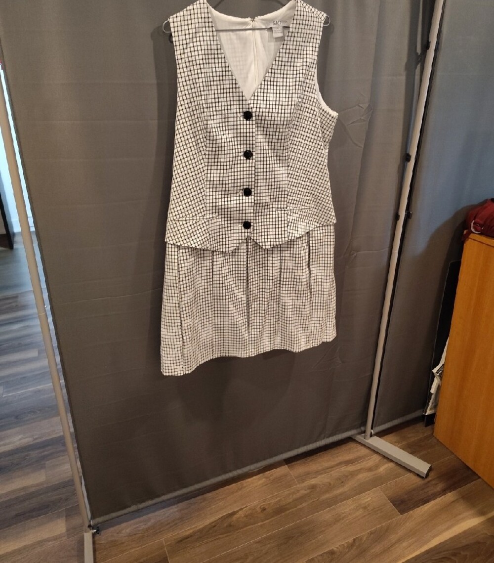 🔥2 For 39$🔥 2 In 1,Suzy Shier Checked Pleated Skirt Set with Sleeveless Vest - Picture 3 of 5